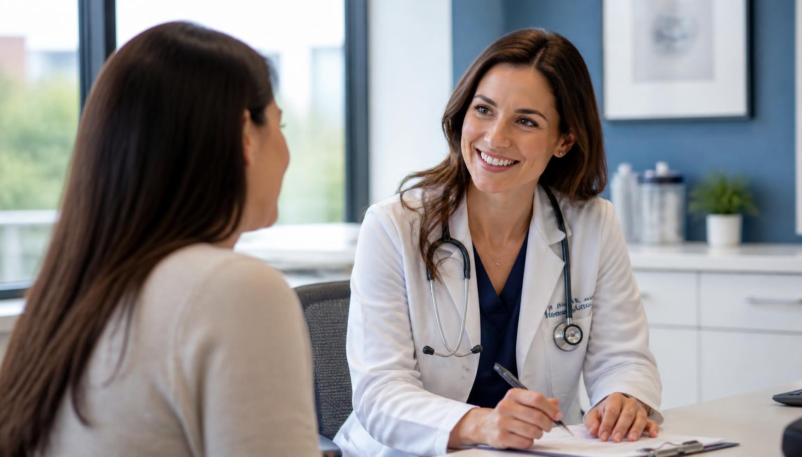 Doctor talking with a patient during a routine checkup